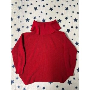 Michael Kors Red Ribbed Turtleneck Sweater – Women's Size L